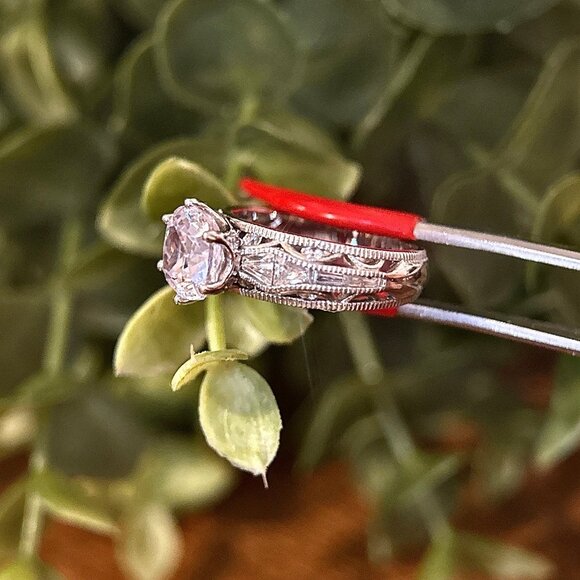 Victorian Style Large Cz Silver 925 Ring - Picture 8 of 11